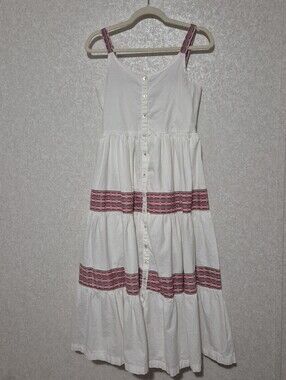 Bombay Paisley White Midi Sundress with Red Trim...Size:S